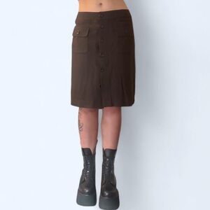 Ann Taylor Brown Button-Up Skirt